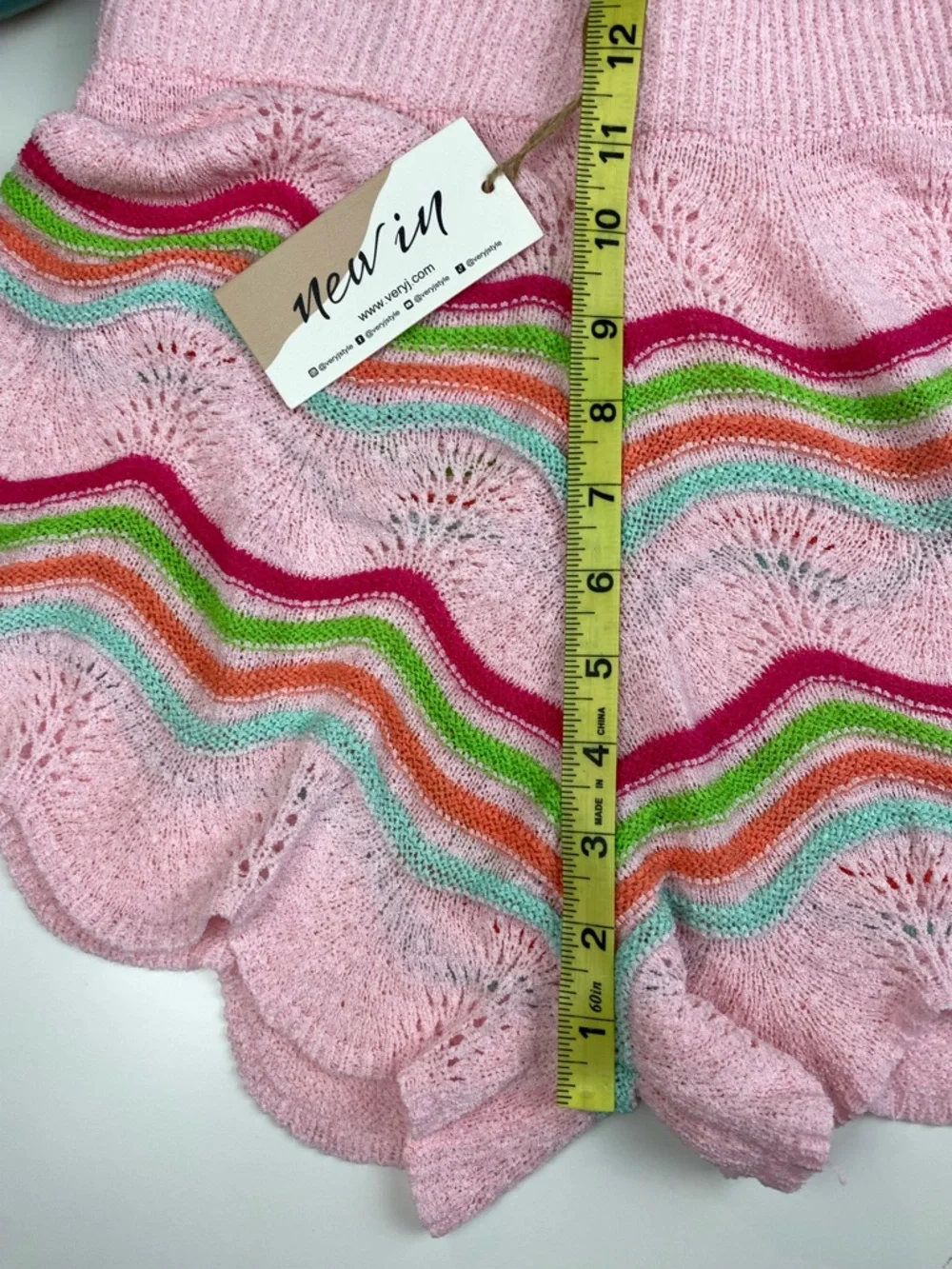 Multi-Color Rainbow Crochet Mini Dress Shorts - Picture 6 of 8